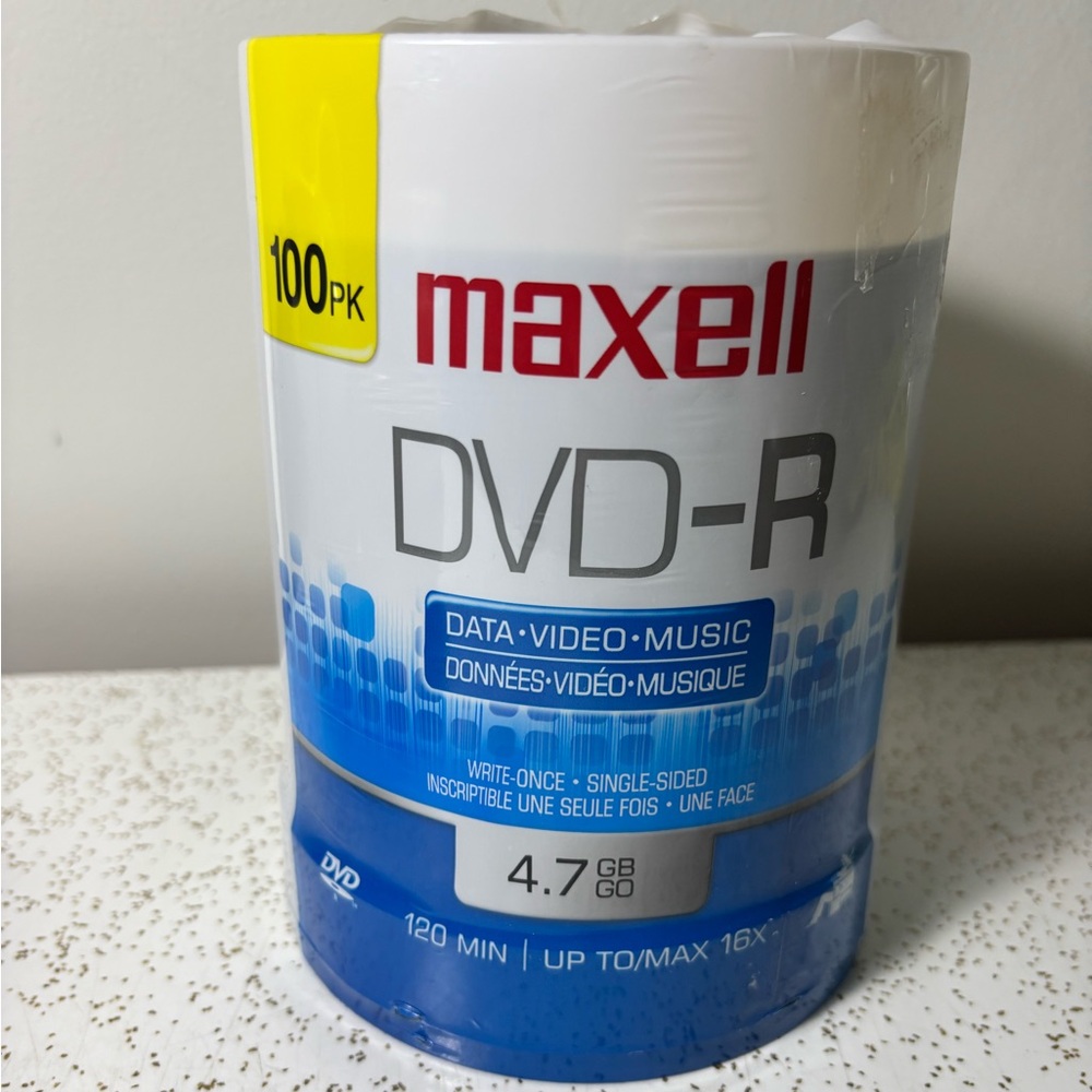 Brand new unopened Maxell DVD-R 100 Pack